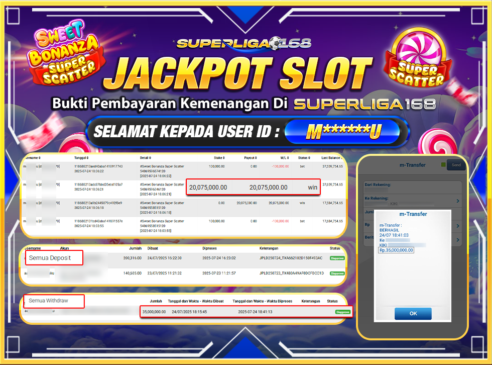 SUPERLIGA168 JACKPOT SWEET BONANZA SUPER SCATTER Rp.35,000,000-LUNAS